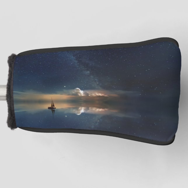 Sailboat on water with stars in the sky Putter  Golf Head Cover (Front)