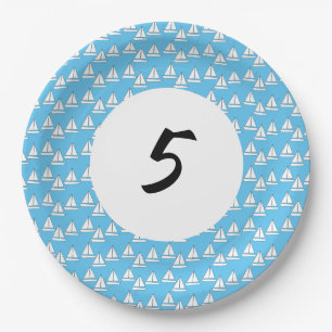 Sailboat Party Fifth Birthday Paper Plate