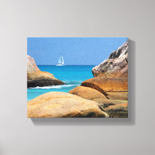 Sailboat Passing By the Beach  Canvas Print