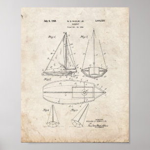 Sailboat Patent - Old Look Poster