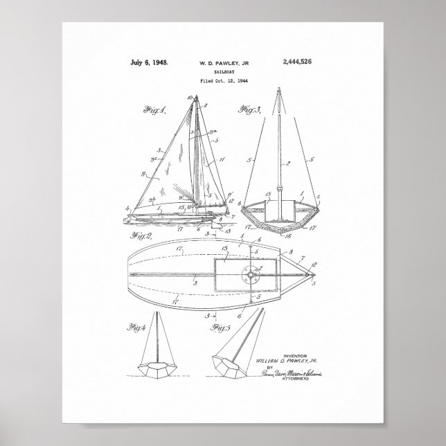 Sailboat Patent Poster (Front)
