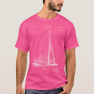 Sailboat Patent - Yacht Art - Blueprint T-Shirt