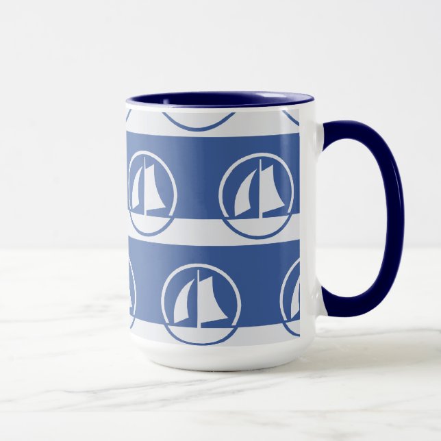 Sailboat pattern custom color mugs (Right)