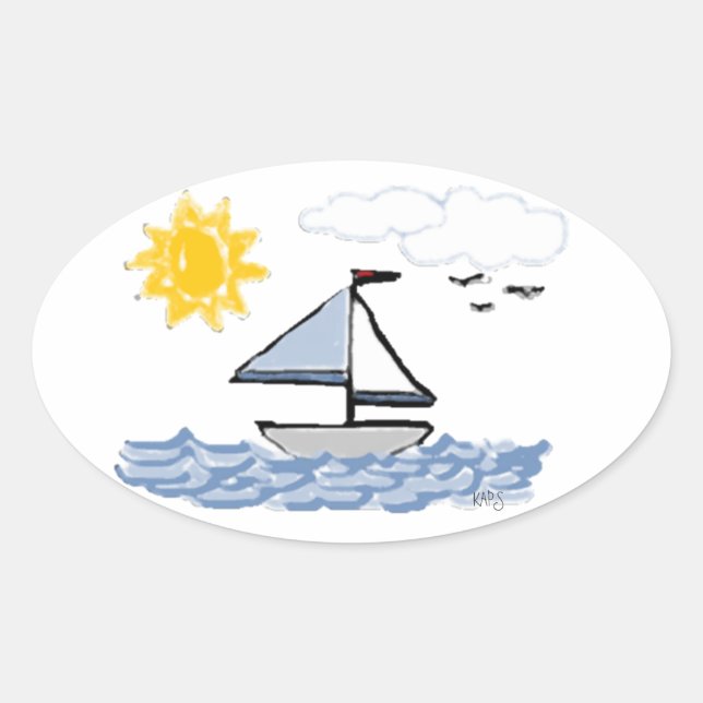 Sailboat PB Oval Sticker (Front)