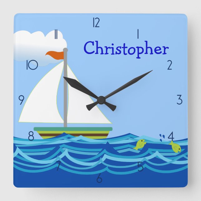 Sailboat Personalised Wall Clock (Front)
