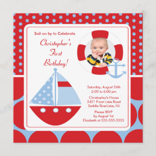 Sailboat Photo Birthday Invitation