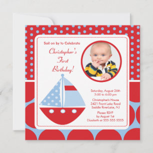 Sailboat Photo Birthday Invitation