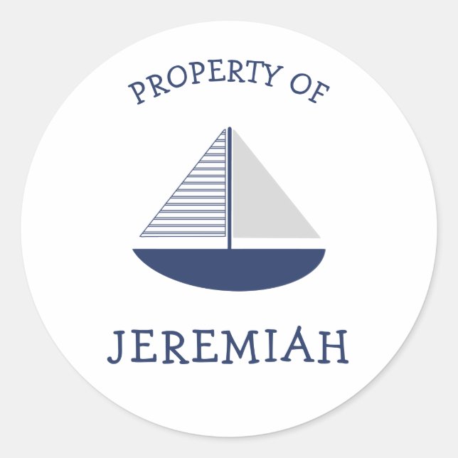 Sailboat property of small name sticker (Front)