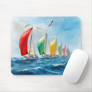 Sailboat Race On High Seas Mouse Mat