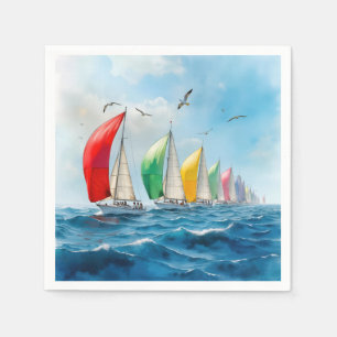 Sailboat Race On High Seas Napkin