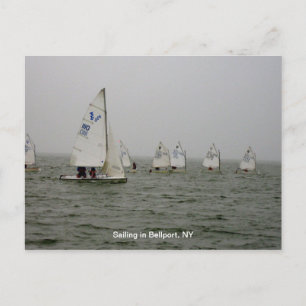 Sailboat races at Bellport Dock, Bellport NY Postcard