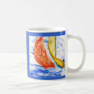 Sailboat Racing Travel Mug Original Art