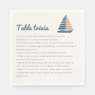 sailboat retirement party table trivia napkin