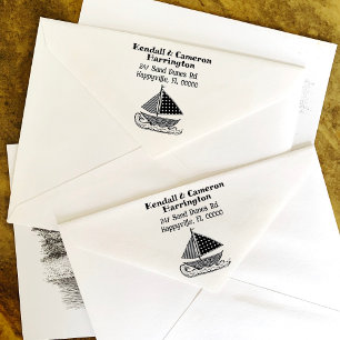 Sailboat Return Address Rubber Stamp