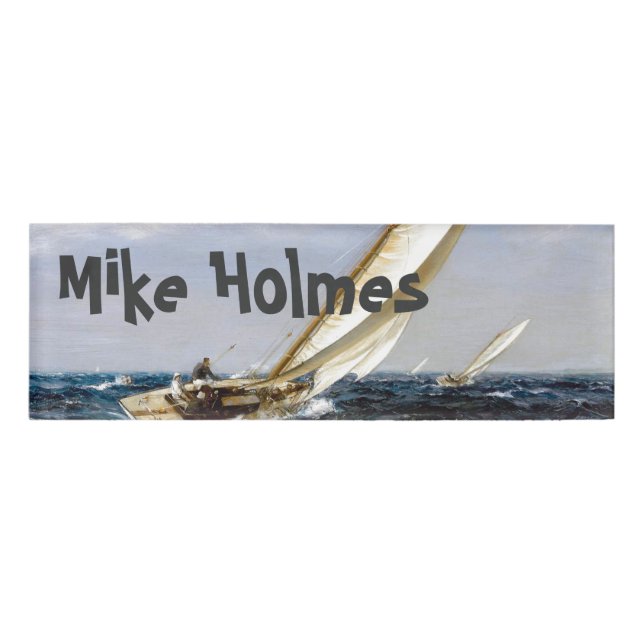 Sailboat Sailing Boat Ocean Name Tag (Front)