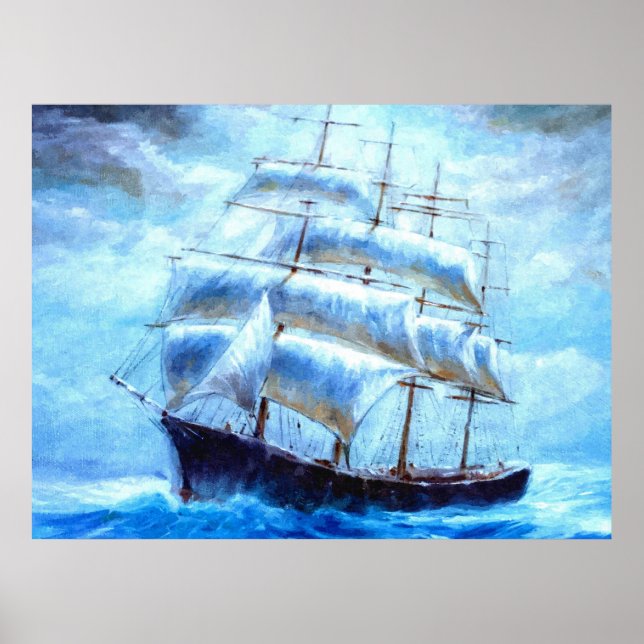 Sailboat sailing in the sea poster (Front)