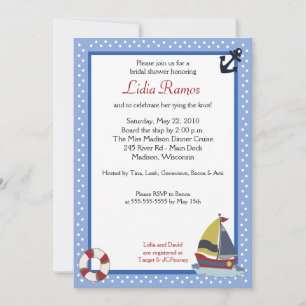 Sailboat Sailing Nautical 5x7 Bridal Shower Invite