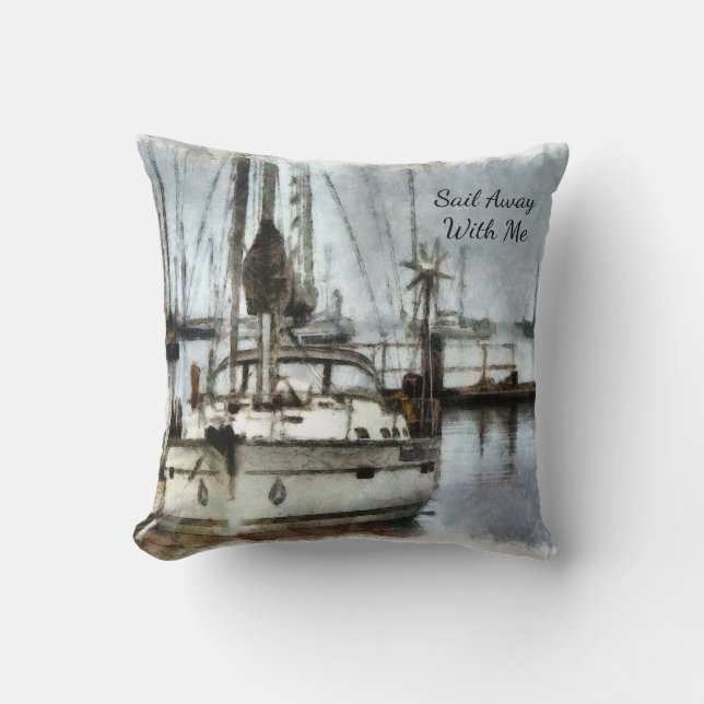 Sailboat Sailing Nautical Theme Cushion (Front)
