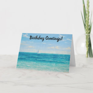 Sailboat Sailing Ocean Sea Art Birthday Card