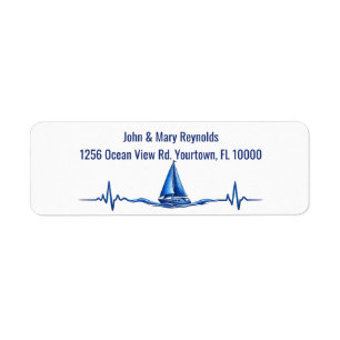 Sailboat Sailing on a Blue Heartbeat Graphic