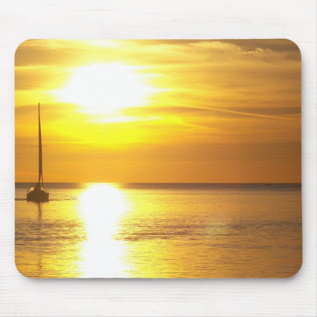 Sailboat Sailing On Gold Water Mouse Mat (Front)