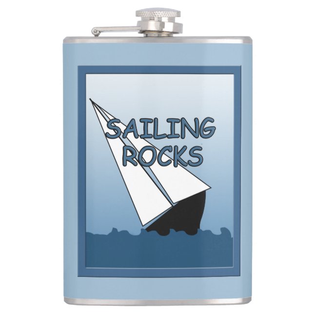 Sailboat Sailing Rocks Funny Flask (Front)