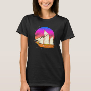 Sailboat Sailor 90s Vaporwave Sunset Retro Sailing T-Shirt