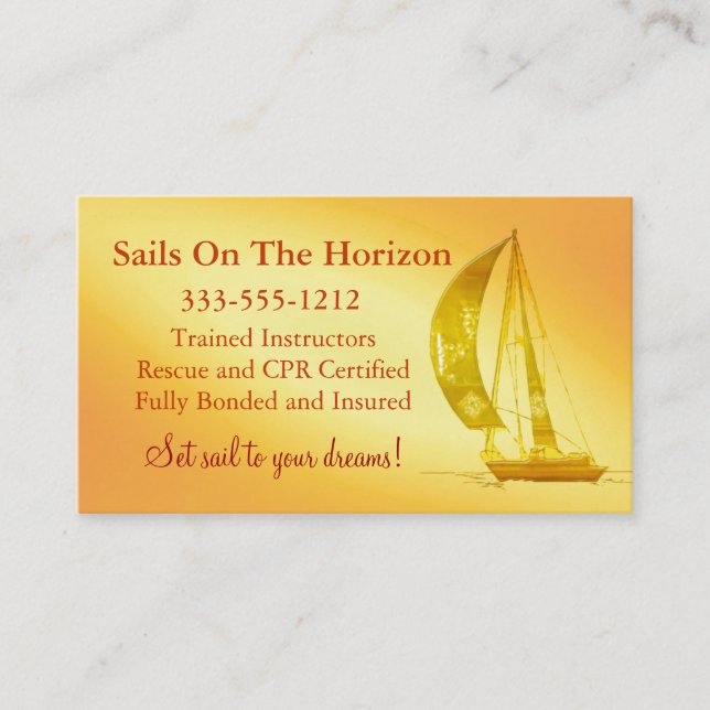 Sailboat Sales  Lessons Business Card customisable (Front)