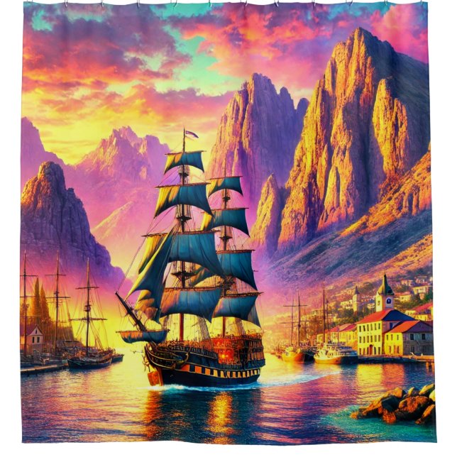 Sailboat Shower Curtain (Front)