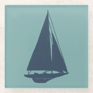 Sailboat Silhouette Glass Coaster