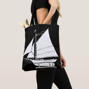 sailboat silhouette print tote bag