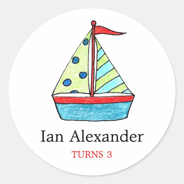 Sailboat Stickers |  Cake Toppers (Front)