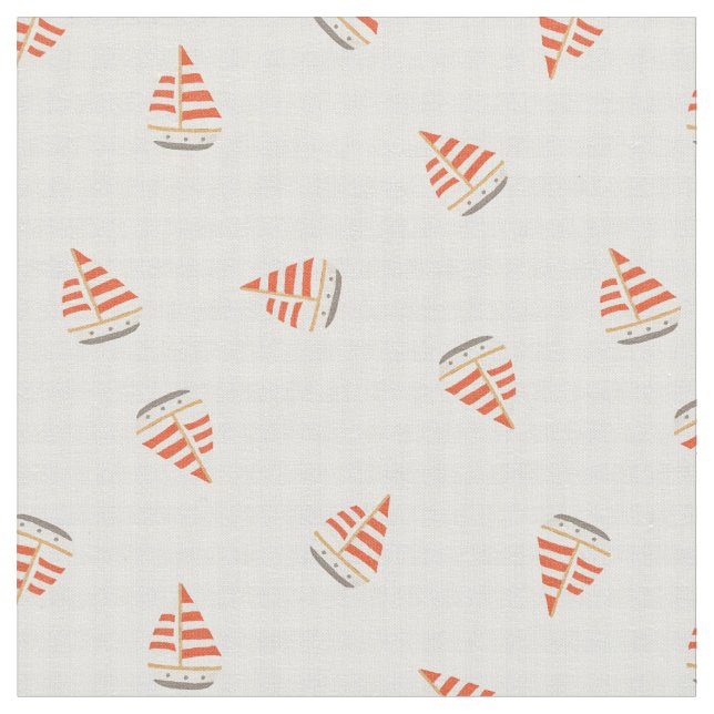 Sailboat summer checker  fabric (Close Up)