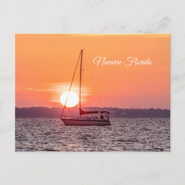 Sailboat Sunrise Blank Postcard (Front)