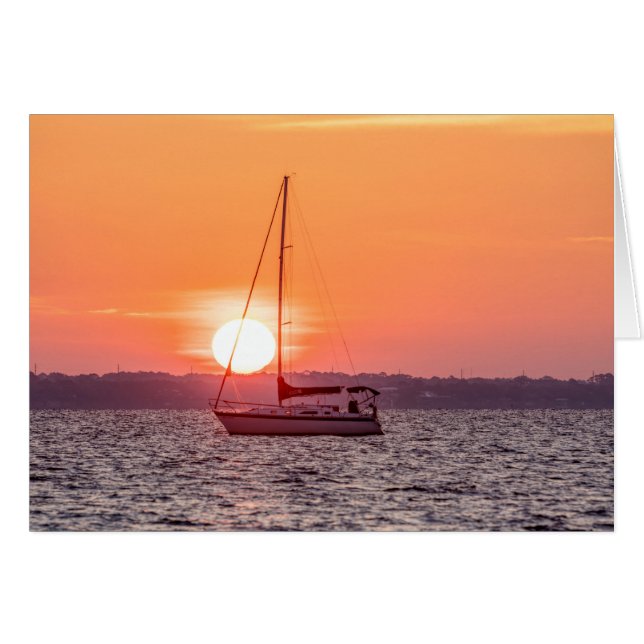 Sailboat Sunrise Greeting Card (Front Horizontal)