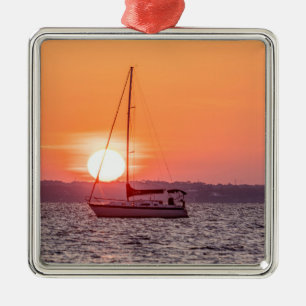 Sailboat Sunrise Metal Tree Decoration
