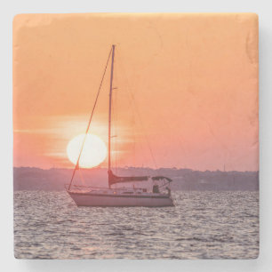Sailboat Sunrise Stone Coaster