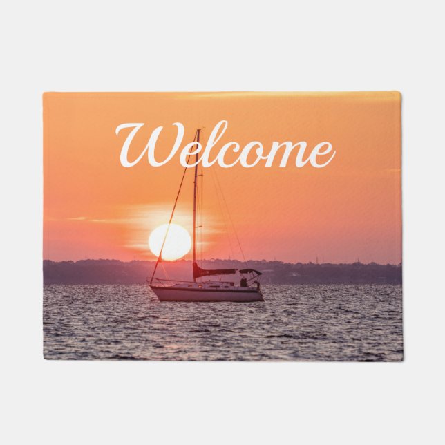 Sailboat Sunrise Welcome Doormat (Front)
