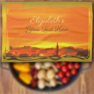 Sailboat Sunset 1300 Tea Towel