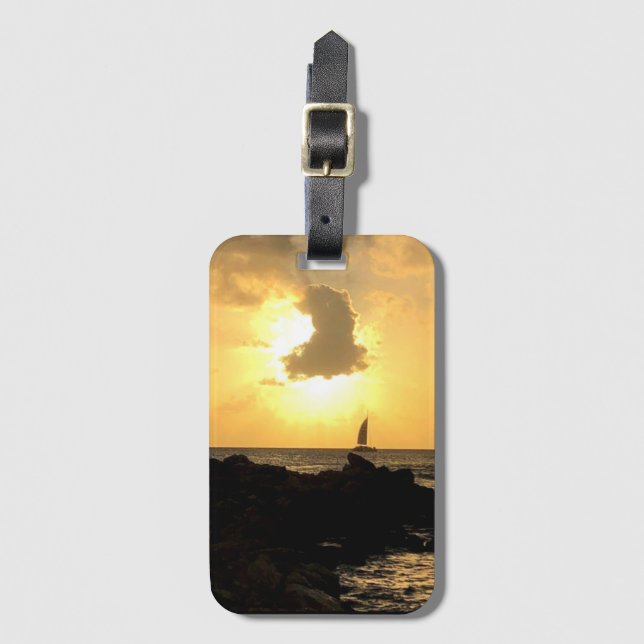 Sailboat Sunset Acrylic Luggage Tag (Front Vertical)