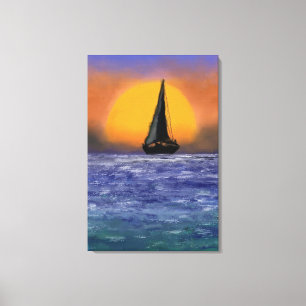 Sailboat Sunset Canvas Print - Painting