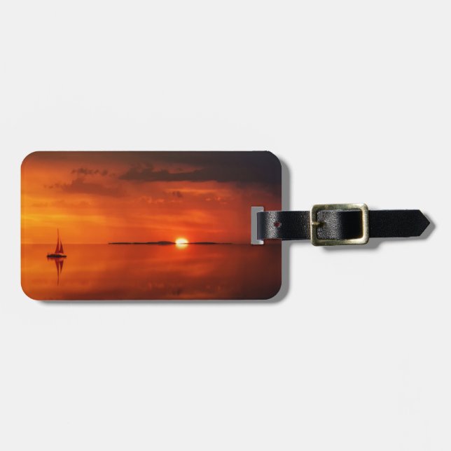 Sailboat Sunset Luggage Tag (Front Horizontal)