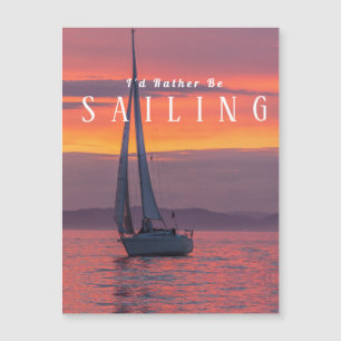 Sailboat Sunset Orange Gold Purple Sky, White Text