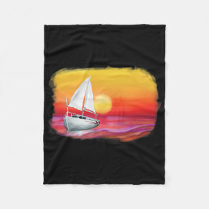Sailboat Sunset Over Sea Sailing Lover Colourful S Fleece Blanket