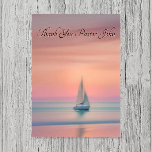 Sailboat Sunset Pastor Appreciation Thank You Card