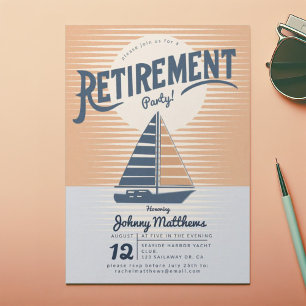 sailboat sunset retirement party invitation