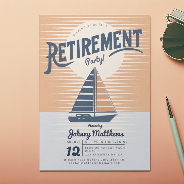 sailboat sunset retirement party invitation (Creator Uploaded)