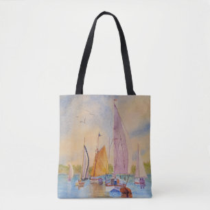 Sailboat Sunset Sailing Tote Bag