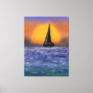 Sailboat Sunset - Watercolor Canvas Print