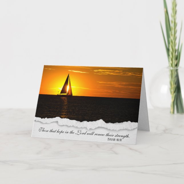 Sailboat Sunset with Bible Verse  Card (Front)
